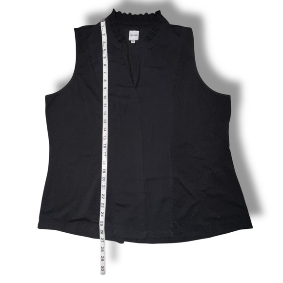 NIC+ZOE Mixed Media Pleat Neck Sleeveless Top - Onyx Black XXL - Picture 9 of 9